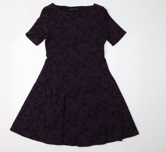 M&S Womens Purple Floral  Bodycon  Size 10