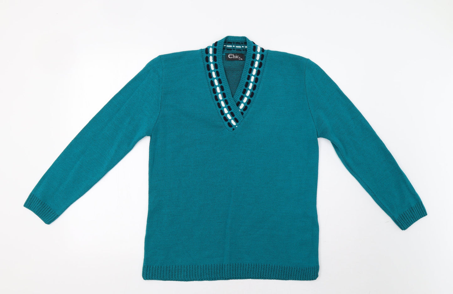 Womens UK Size L CHIC Green Pullover Jumper
