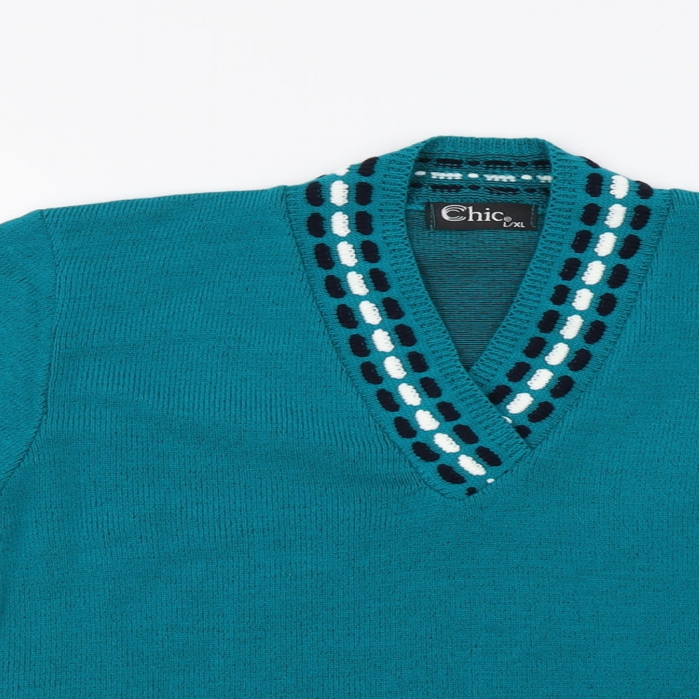 Womens UK Size L CHIC Green Pullover Jumper