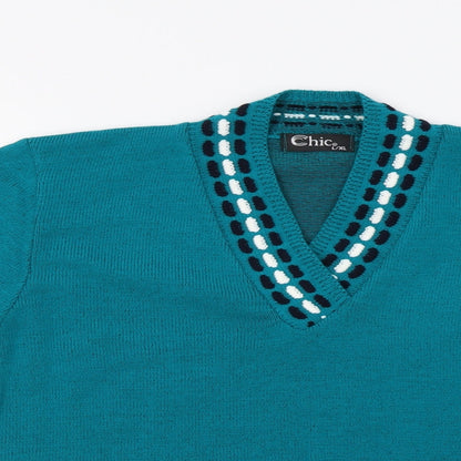 Womens UK Size L CHIC Green Pullover Jumper