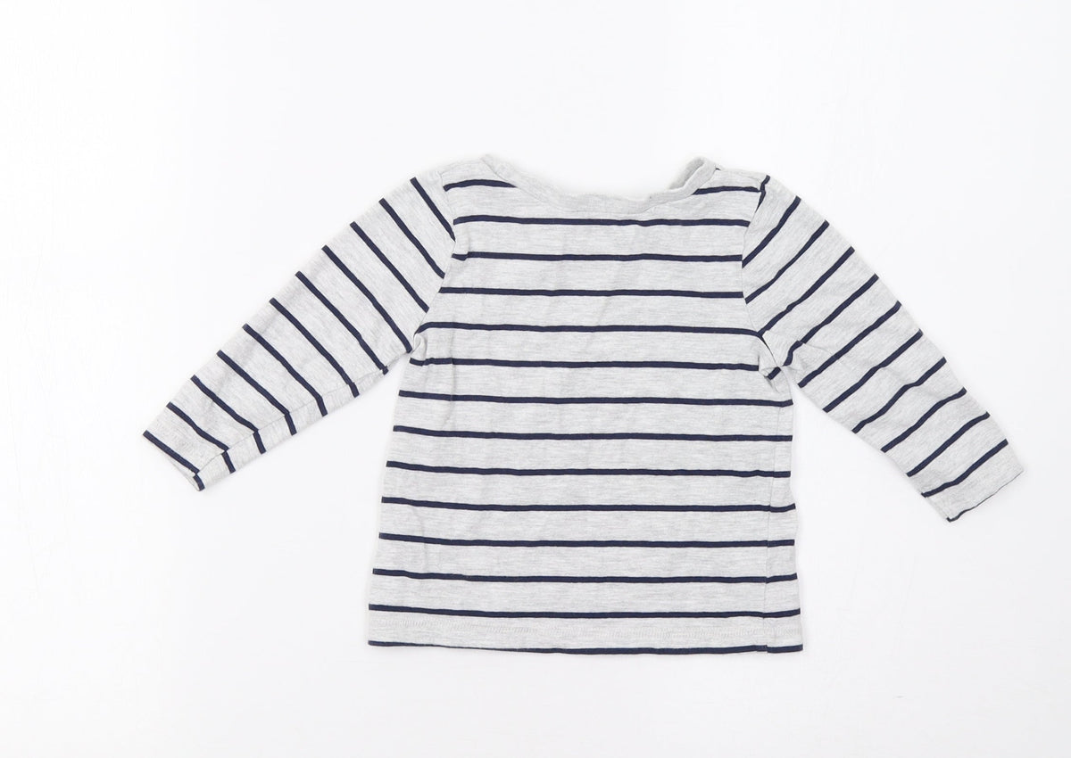 George Baby Grey Striped  Basic T-Shirt Size 12 Months