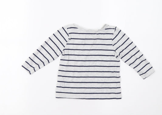 George Baby Grey Striped  Basic T-Shirt Size 12 Months