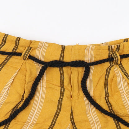 FOREVER 21 Womens Yellow Striped  Bermuda Shorts Size L