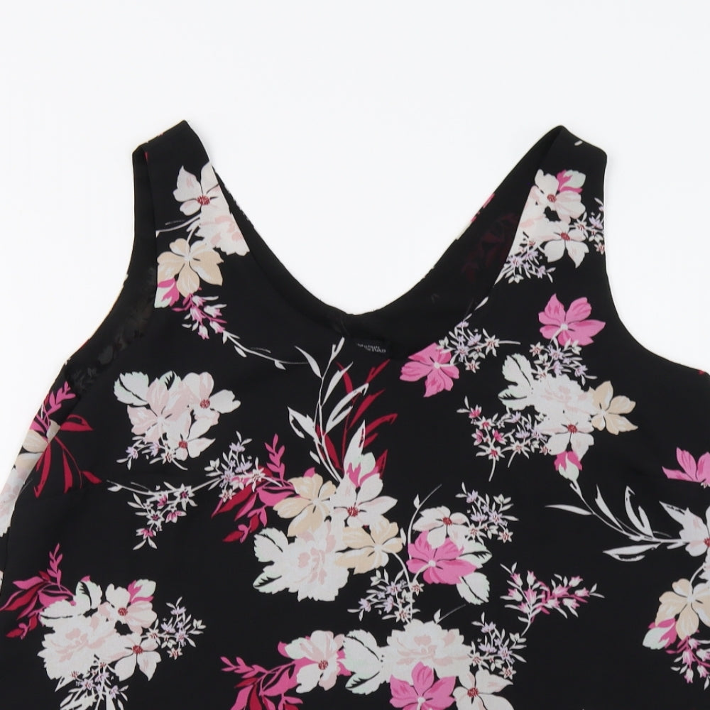 Capsule  Womens Black Floral  Tunic Tank Size L