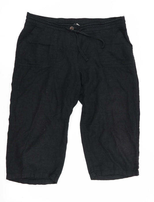 George Womens Black   Cropped Trousers  L20 in - Linen Look trousers