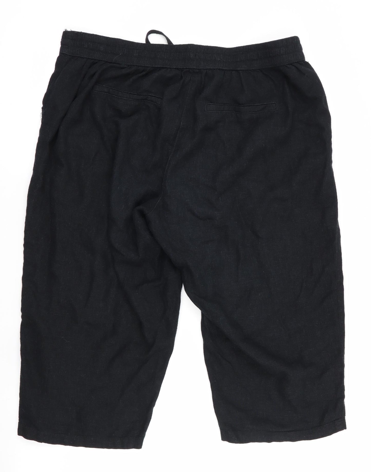 George Womens Black   Cropped Trousers  L20 in - Linen Look trousers