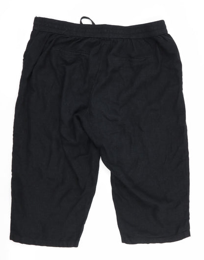 George Womens Black   Cropped Trousers  L20 in - Linen Look trousers