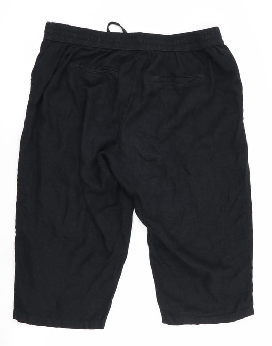 George Womens Black   Cropped Trousers  L20 in - Linen Look trousers
