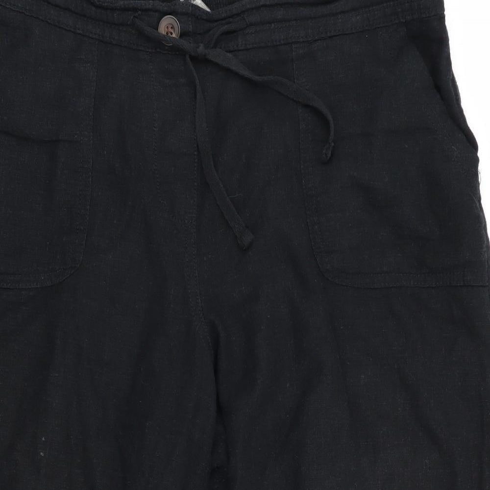 George Womens Black   Cropped Trousers  L20 in - Linen Look trousers