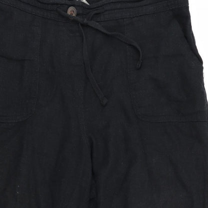George Womens Black   Cropped Trousers  L20 in - Linen Look trousers