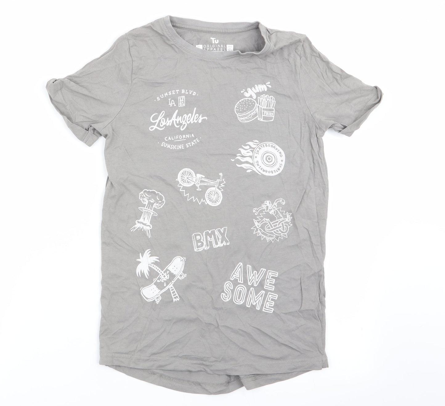 TU Boys Grey   Basic T-Shirt Size 11 Years  - Los Angeles