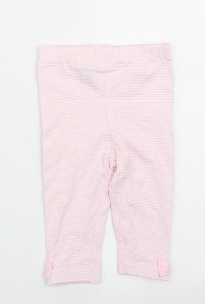 George Girls Pink Striped  Jogger Leggings Size 3-6 Months