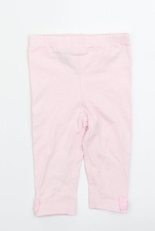 George Girls Pink Striped  Jogger Leggings Size 3-6 Months