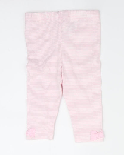 George Girls Pink Striped  Jogger Leggings Size 3-6 Months