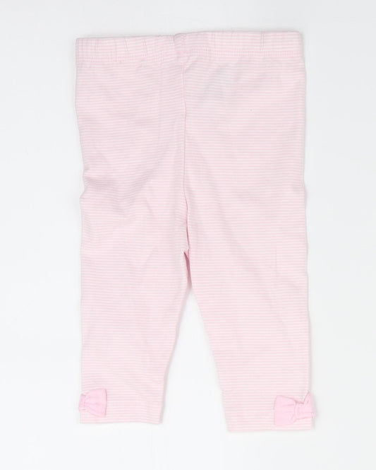 George Girls Pink Striped  Jogger Leggings Size 3-6 Months