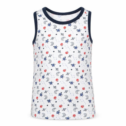 Primark Boys White   Basic Tank Size 6-7 Years  - Spacemen