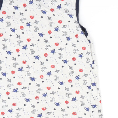 Primark Boys White   Basic Tank Size 6-7 Years  - Spacemen