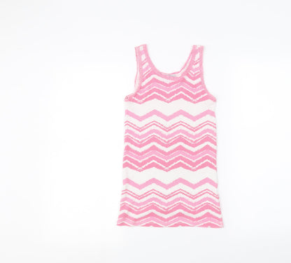 Matalan Girls White Striped  Basic Tank Size 13 Years