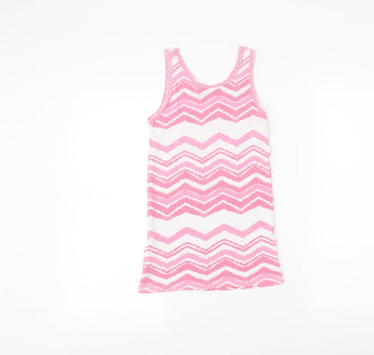 Matalan Girls White Striped  Basic Tank Size 13 Years