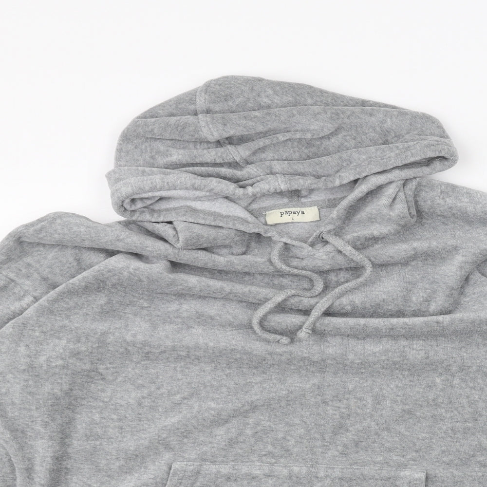 Papaya Womens Grey   Pullover Hoodie Size L