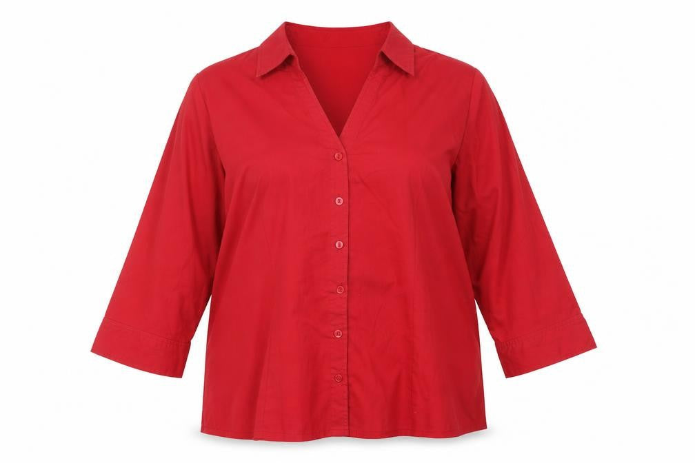 Womens UK Size 18 Autonomy Red Basic Button-Up