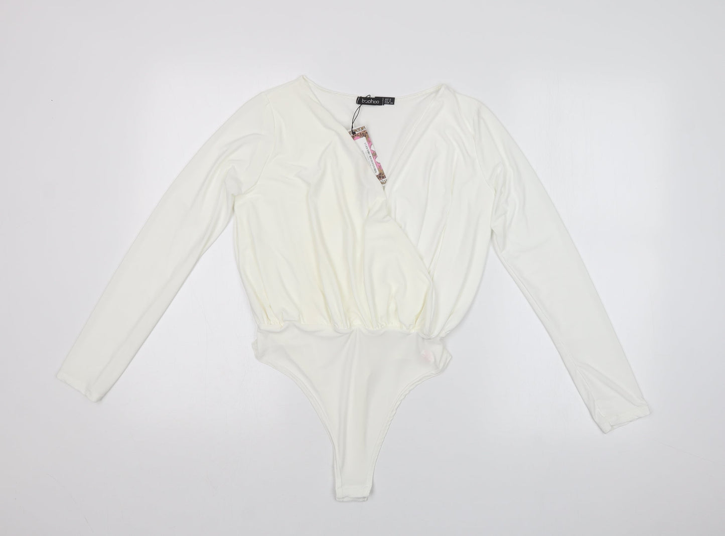Boohoo Womens White   Bodysuit One-Piece Size 6