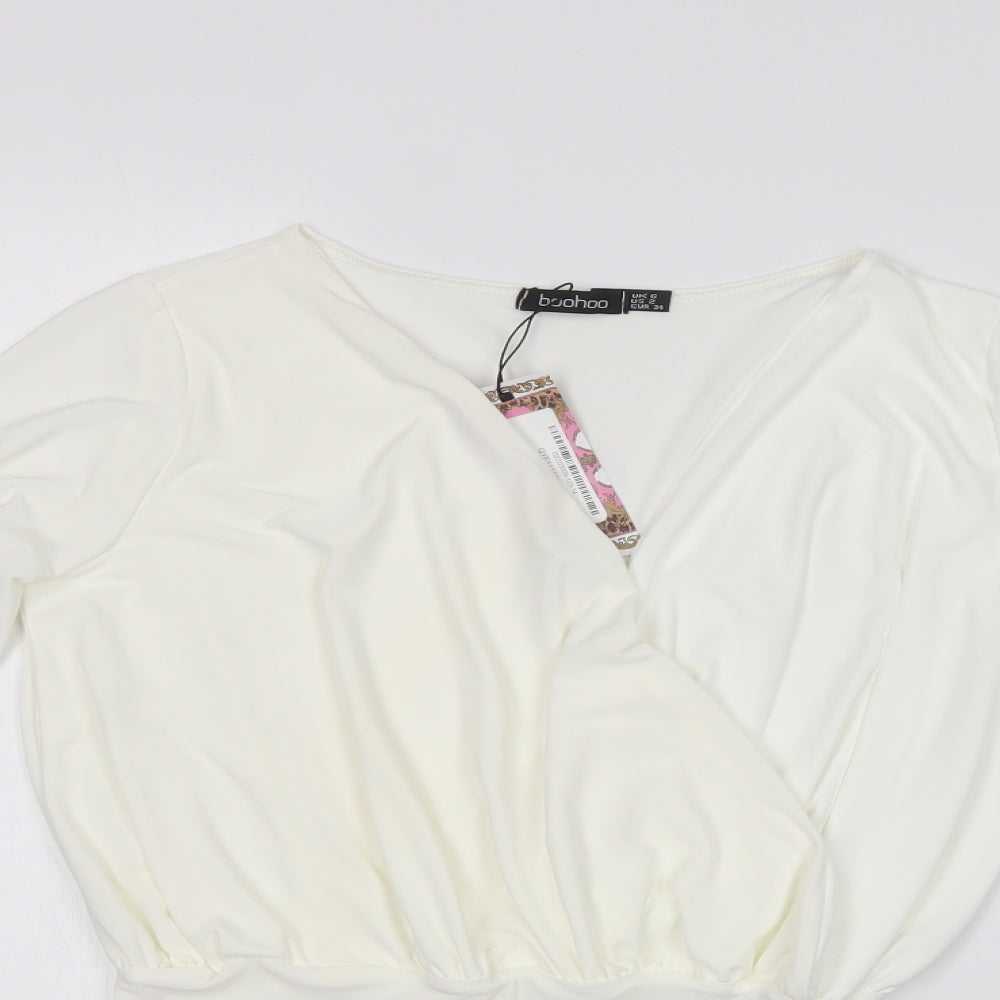 Boohoo Womens White   Bodysuit One-Piece Size 6