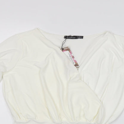 Boohoo Womens White   Bodysuit One-Piece Size 6