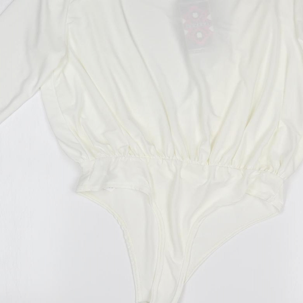 Boohoo Womens White   Bodysuit One-Piece Size 6
