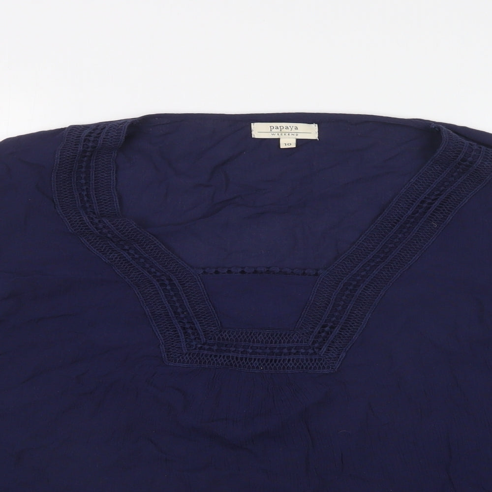 Papaya Womens Blue   Basic T-Shirt Size 10