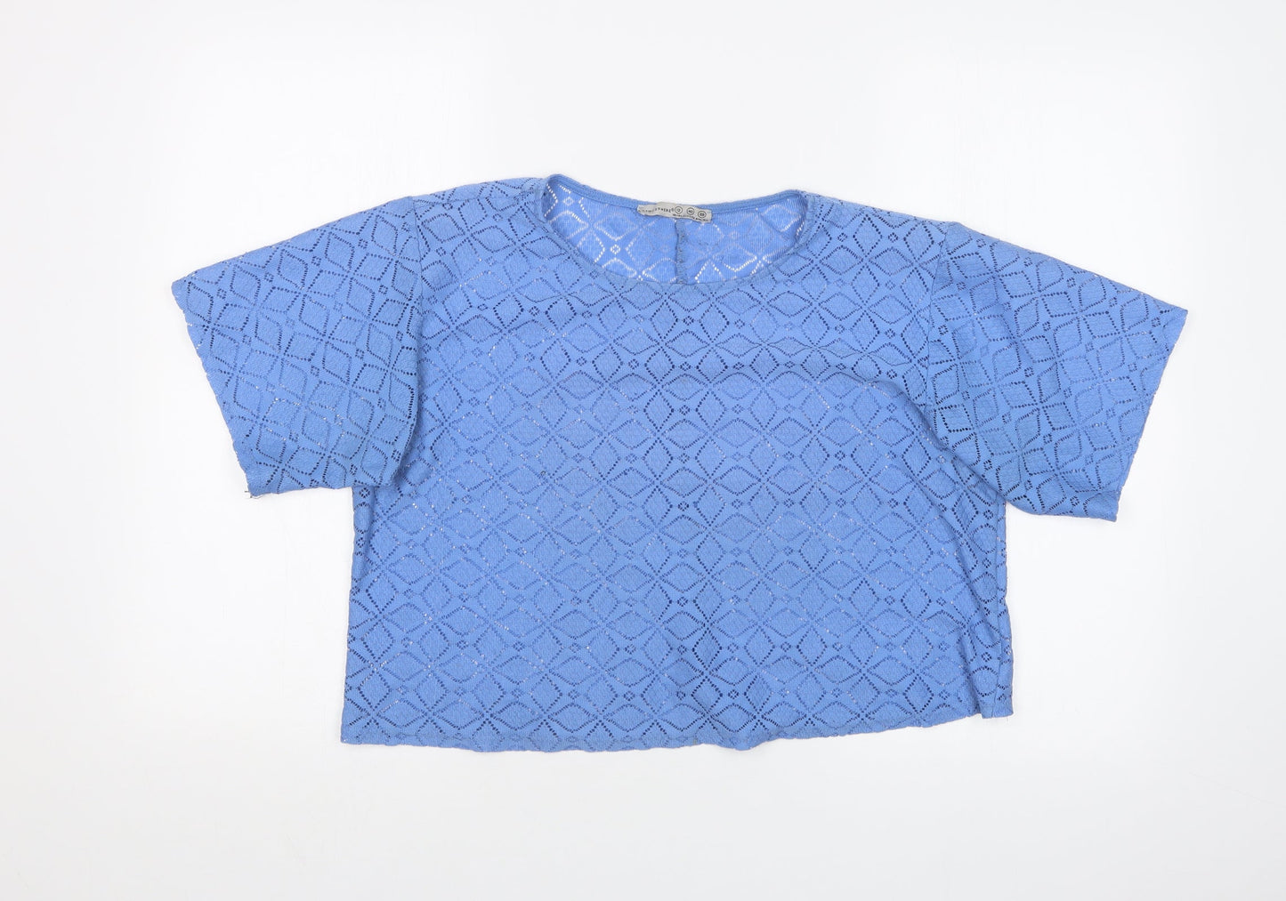 Womens UK Size 12 Atmosphere Blue Cropped T-Shirt