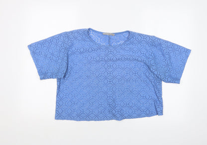 Womens UK Size 12 Atmosphere Blue Cropped T-Shirt
