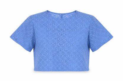 Womens UK Size 12 Atmosphere Blue Cropped T-Shirt