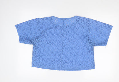 Womens UK Size 12 Atmosphere Blue Cropped T-Shirt