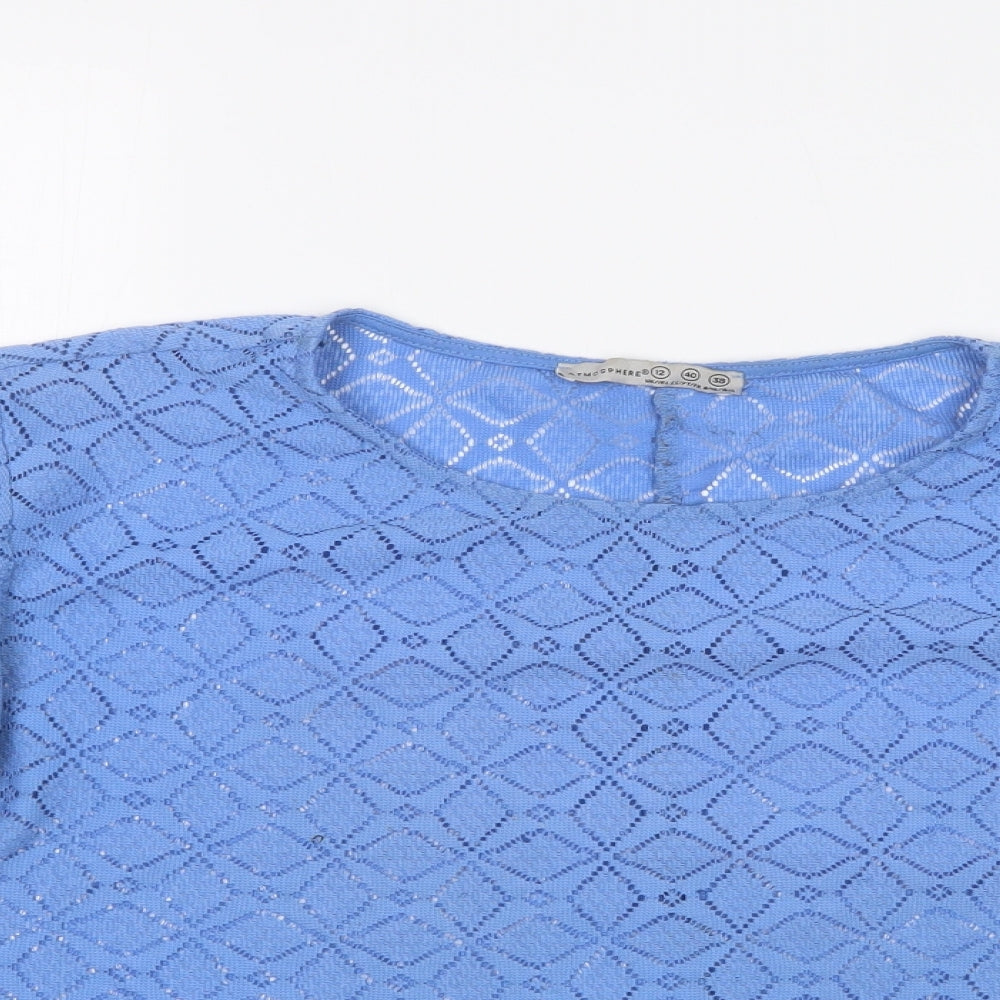 Womens UK Size 12 Atmosphere Blue Cropped T-Shirt