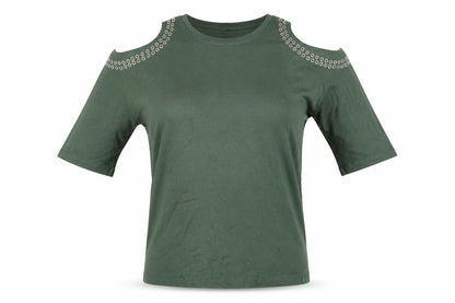 Womens UK Size 10 Select Green Basic T-Shirt