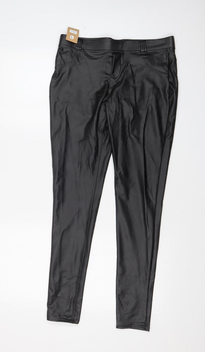 Womens UK Size L Preworn Regular Fit Skinny Black Jeans