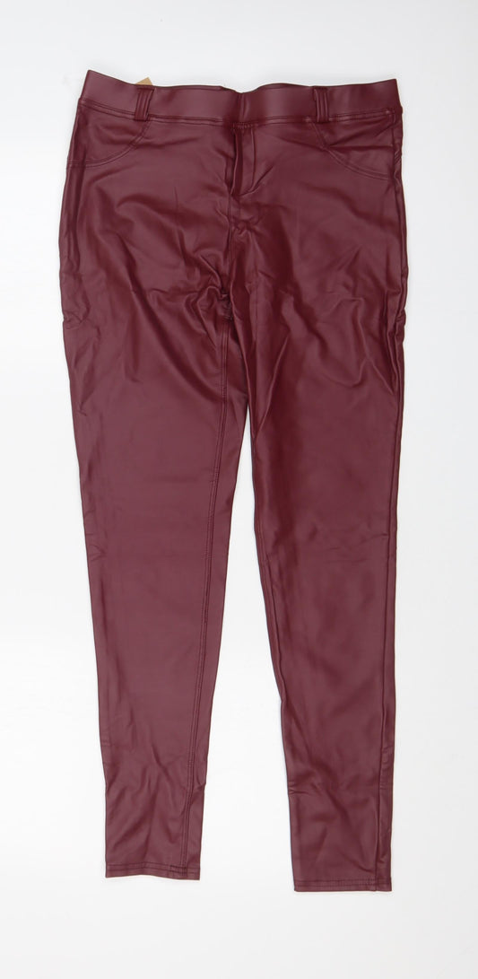 Womens UK Size L Preworn Regular Fit Skinny Red Jeans