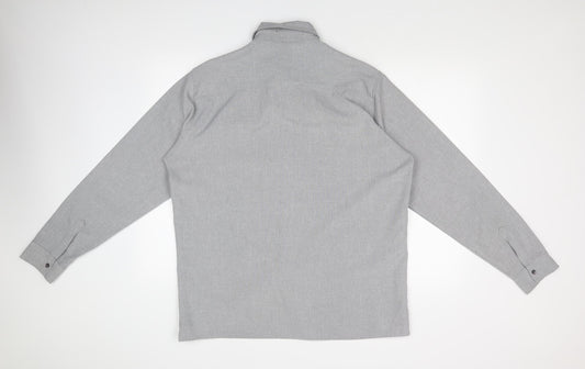 Mens UK Size  JOHN MILNER Grey  Button-Up Long Sleeve Casual Shirt