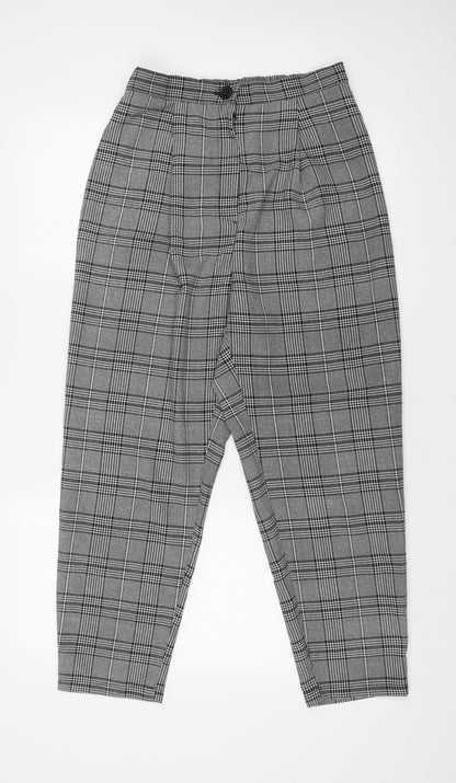 H&M Womens Multicoloured Check  Dress Pants Trousers Size 10 L24 in