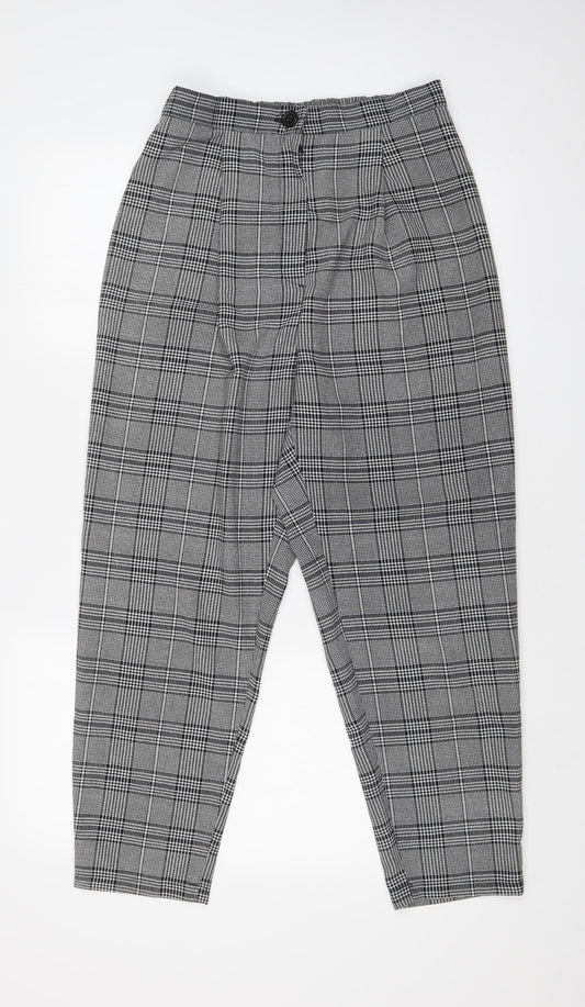 H&M Womens Multicoloured Check  Dress Pants Trousers Size 10 L24 in