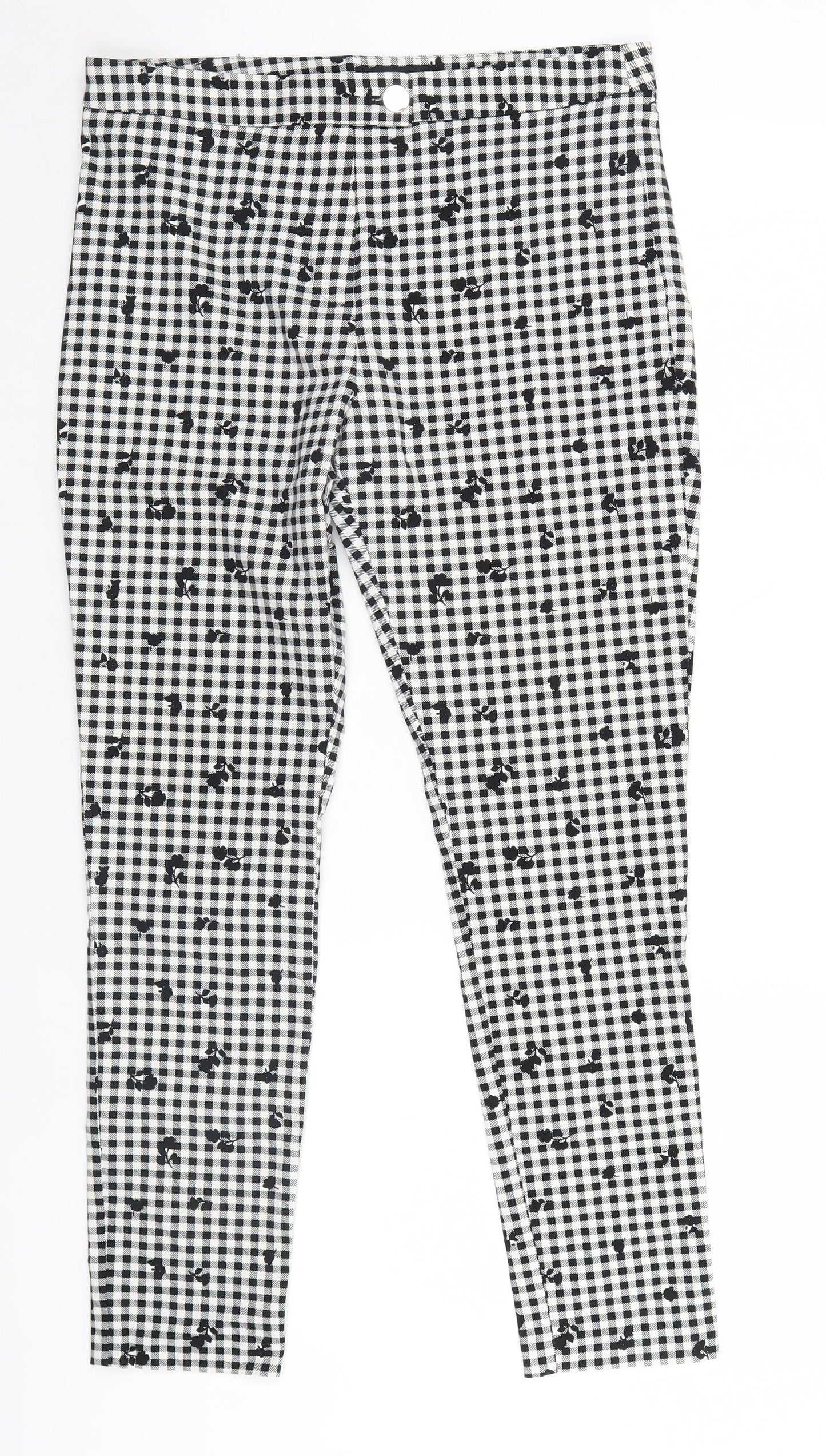 F&F Womens White Check  Trousers  Size 12 L25 in