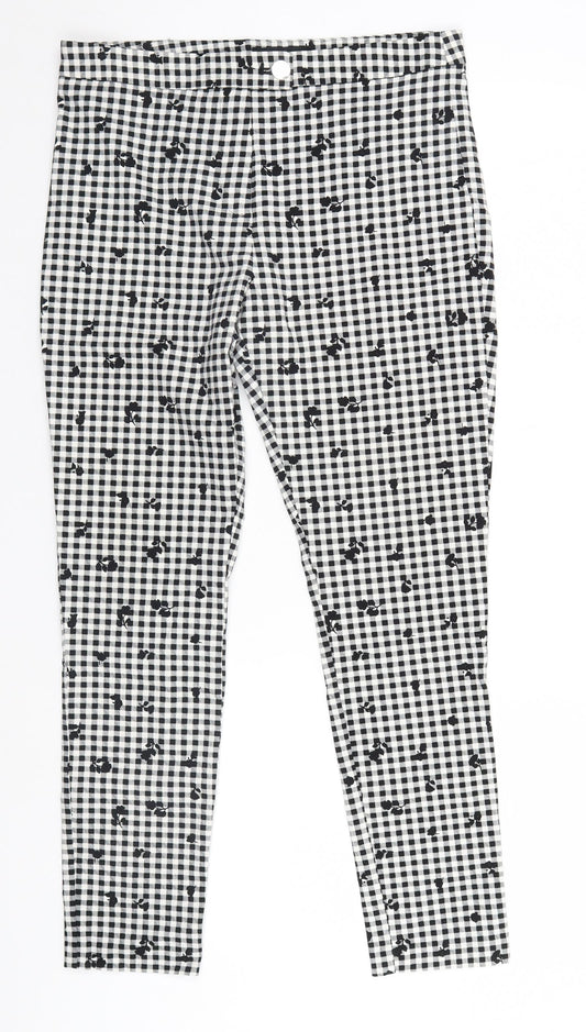 F&F Womens White Check  Trousers  Size 12 L25 in