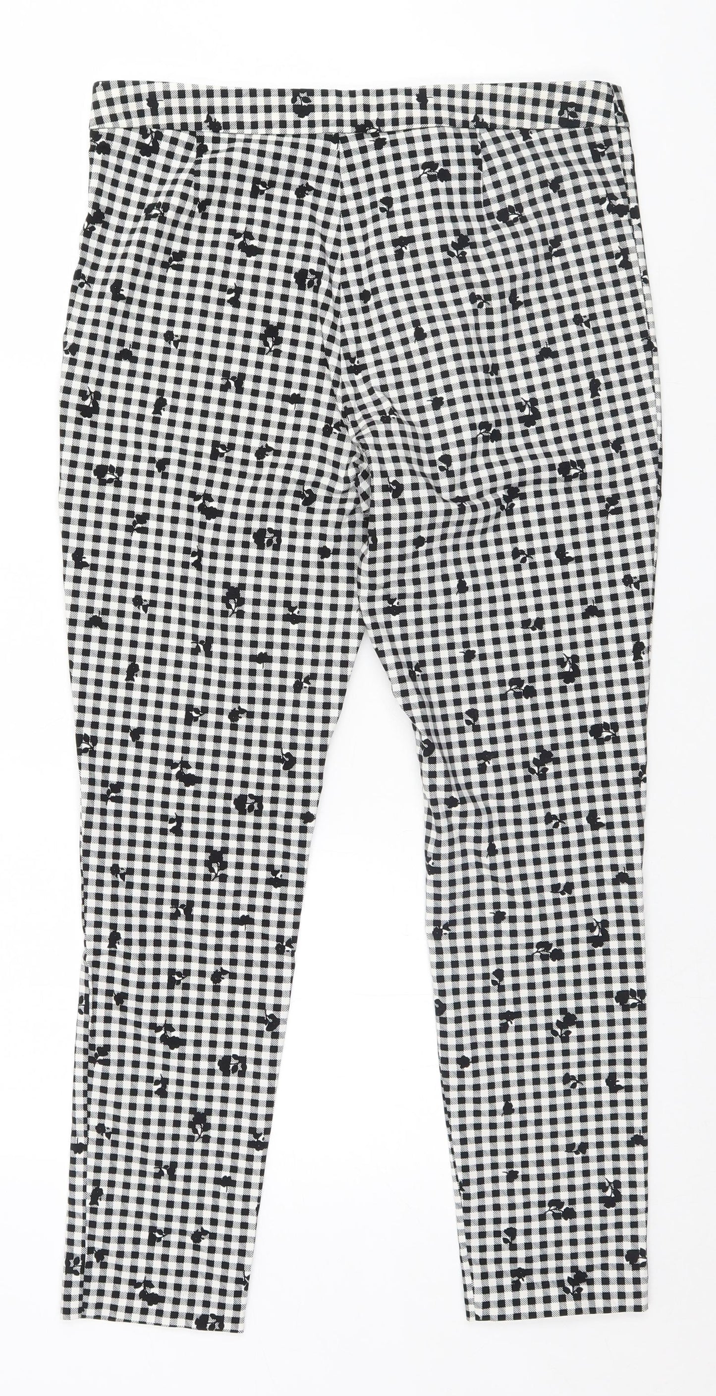 F&F Womens White Check  Trousers  Size 12 L25 in