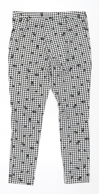F&F Womens White Check  Trousers  Size 12 L25 in