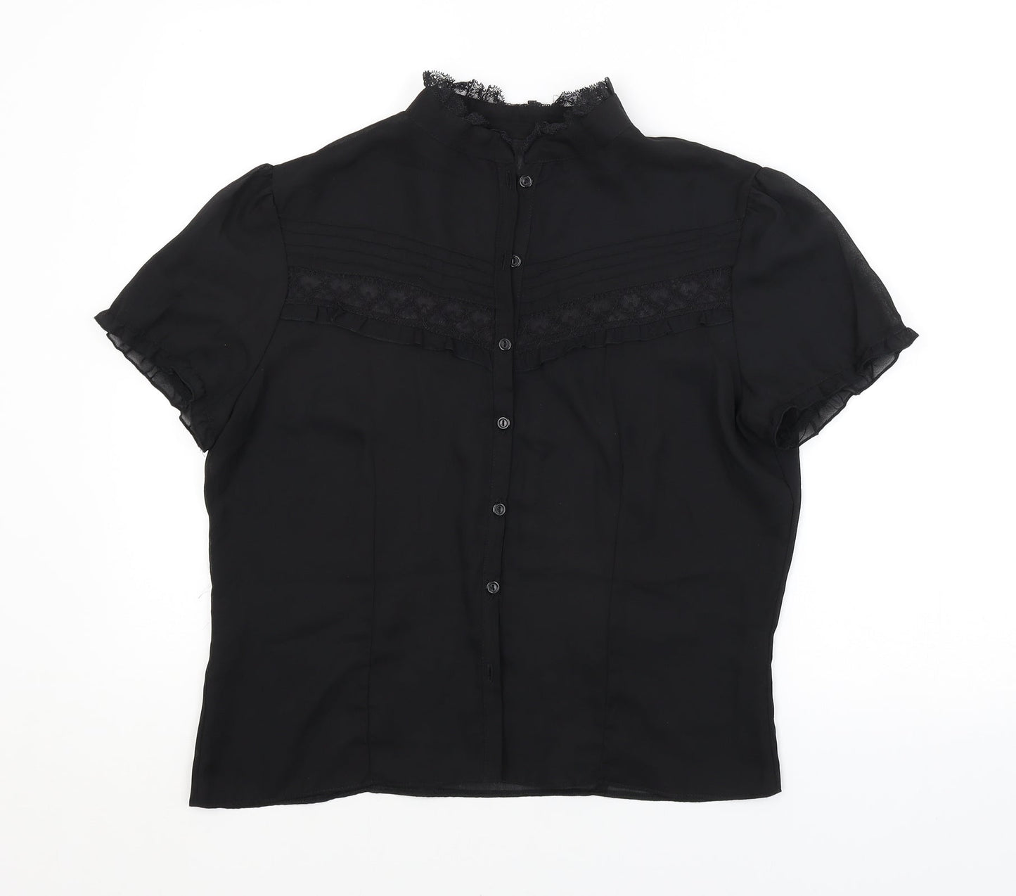 Womens UK Size  Preworn Black Basic Button-Up