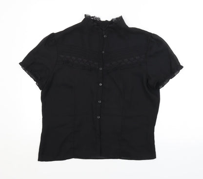 Womens UK Size  Preworn Black Basic Button-Up