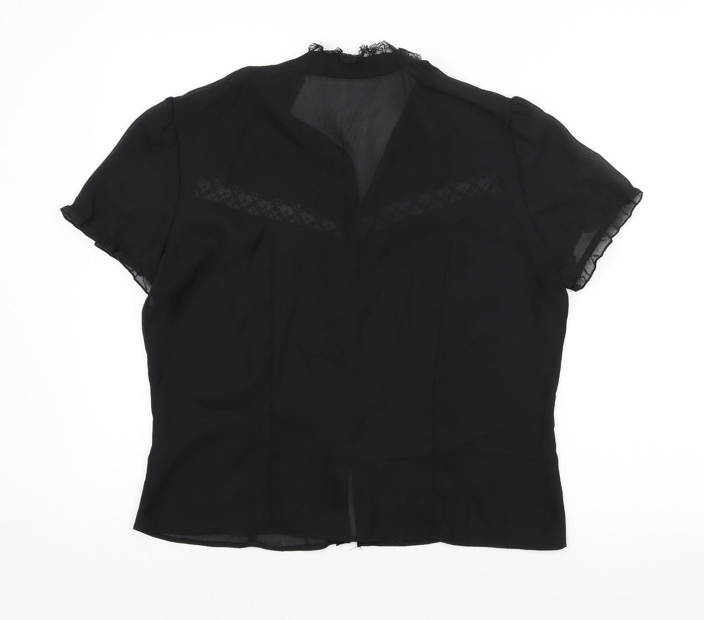 Womens UK Size  Preworn Black Basic Button-Up