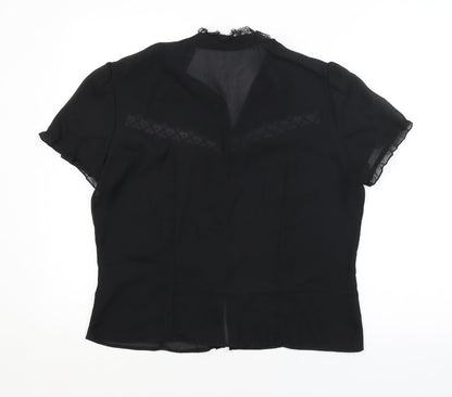 Womens UK Size  Preworn Black Basic Button-Up