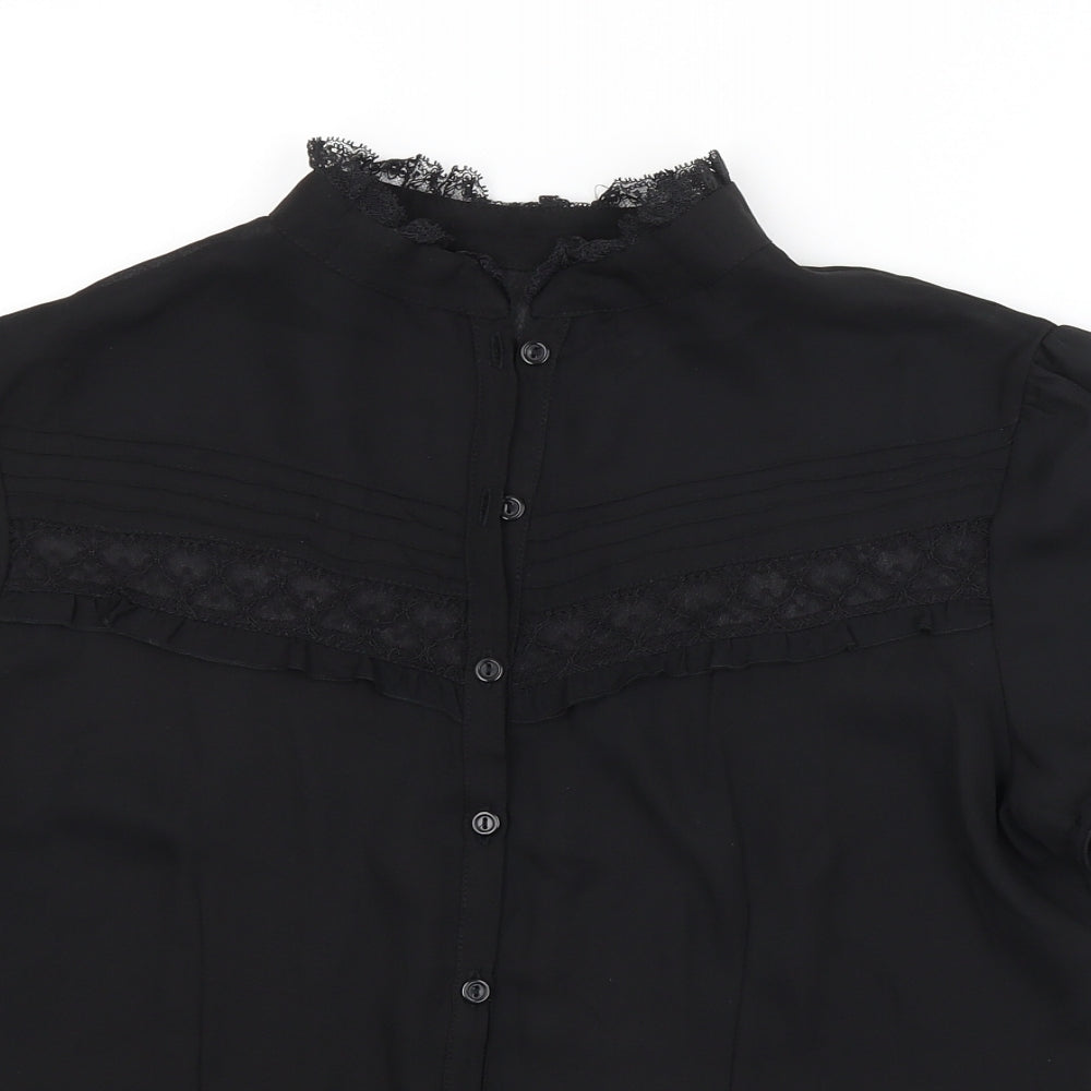 Womens UK Size  Preworn Black Basic Button-Up